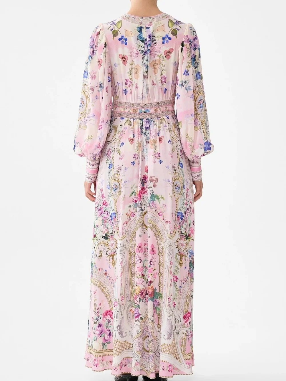 Camilla Palatial Pastels shaped waistband dress with gathered sleeves - Picture 3 of 12